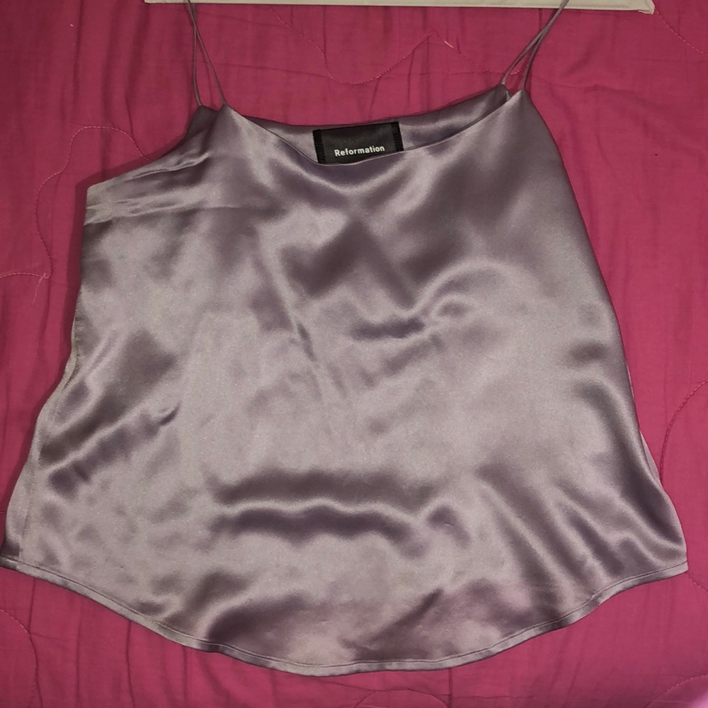 100% silk satin lavender/lilac slip top! size m